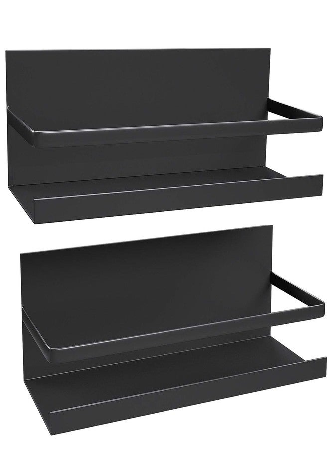 Obedient Magnetic Spice Rack For Refrigerator, Storage Fridge Shelf Kitchen Organiser, Easy To Use, Drill Free - Alloy Steel, 1 Countertop, Floating Shelves, Black, 2 Pack - Image 1
